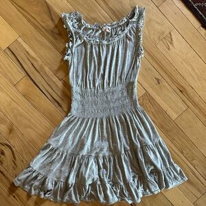 Rebecca Taylor Gray Smocked Ruffled Mini Dress